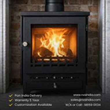 RVA Real Wood Burning Fireplace with Flat Top, with Glass Door and Ash Tray (RWB-10H-212712-G-FTP)