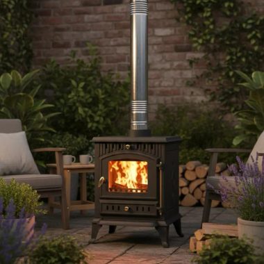 Real Wood Burning Fireplace, with Glass Door and Ash Tray (RWB-192516-C7)